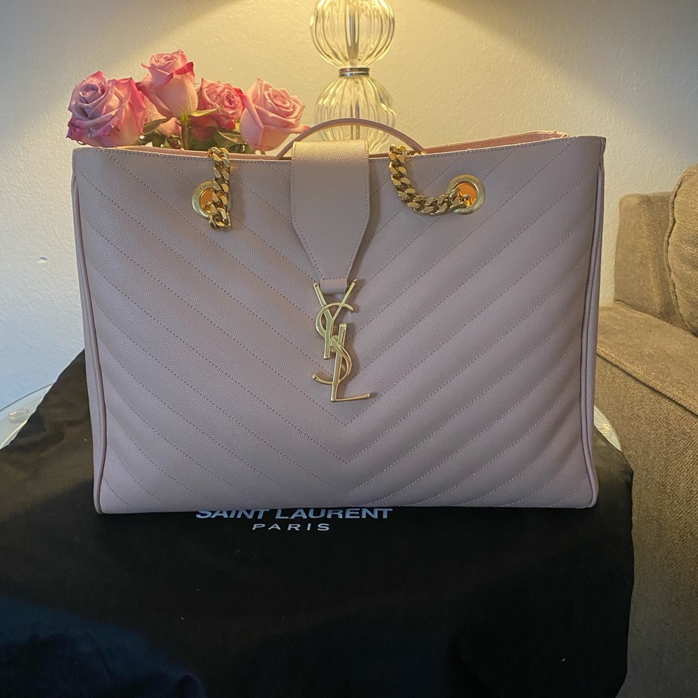 Saint Laurent Monogram Chevron Matelasse Shopper